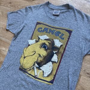 VINTAGE 80s CAMEL CIGARETTES T-SHIRT Rayon L Large Sneakers TRI-BLEND 1980s